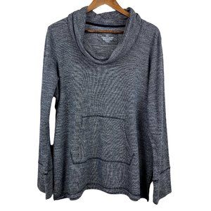 Sonoma Sweater XL Gray Cowl Neck Lightweight Knit Kangaroo Pocket Long Sleeve